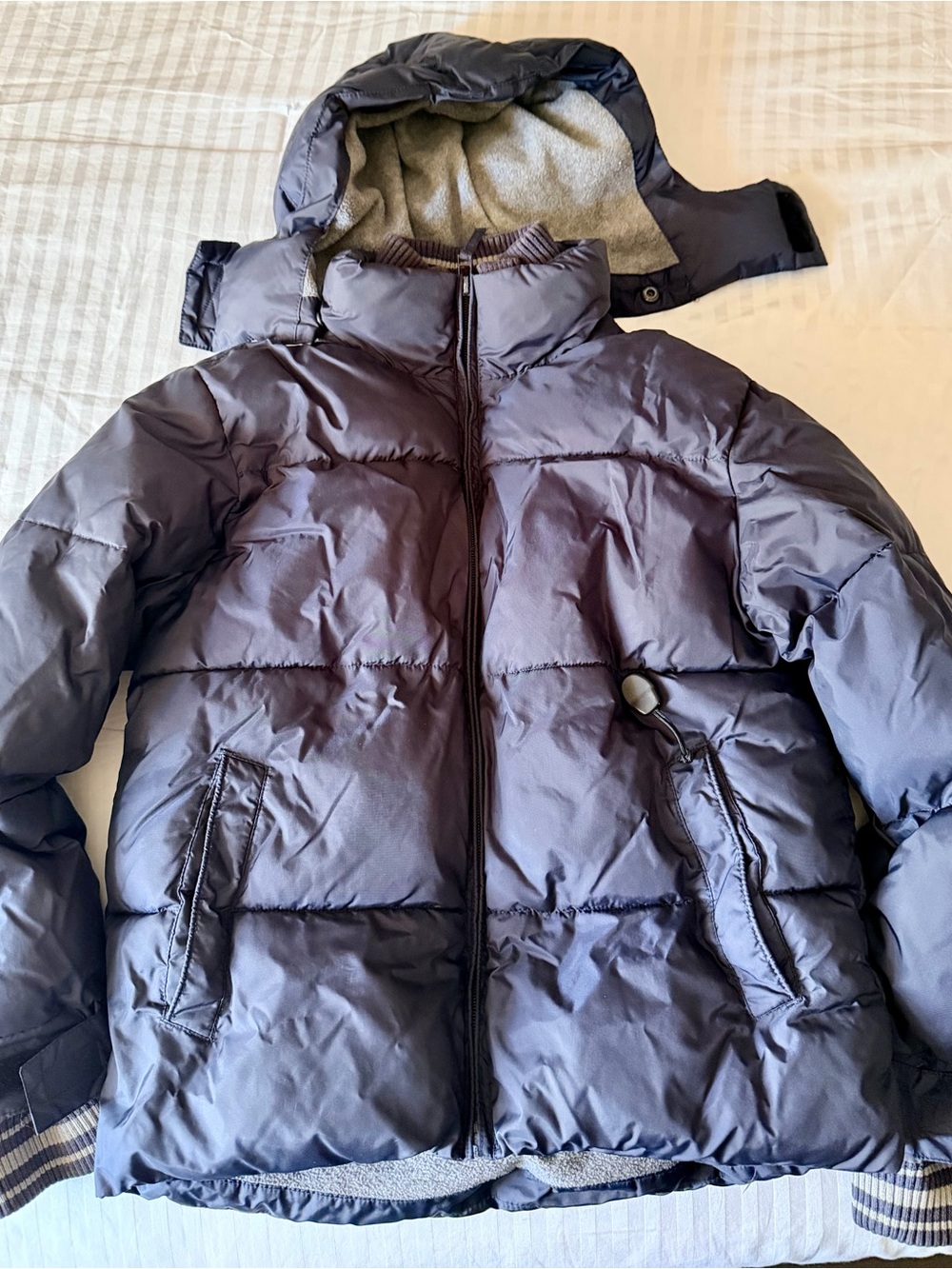 Kids Navy Puffer Jacket with Hood